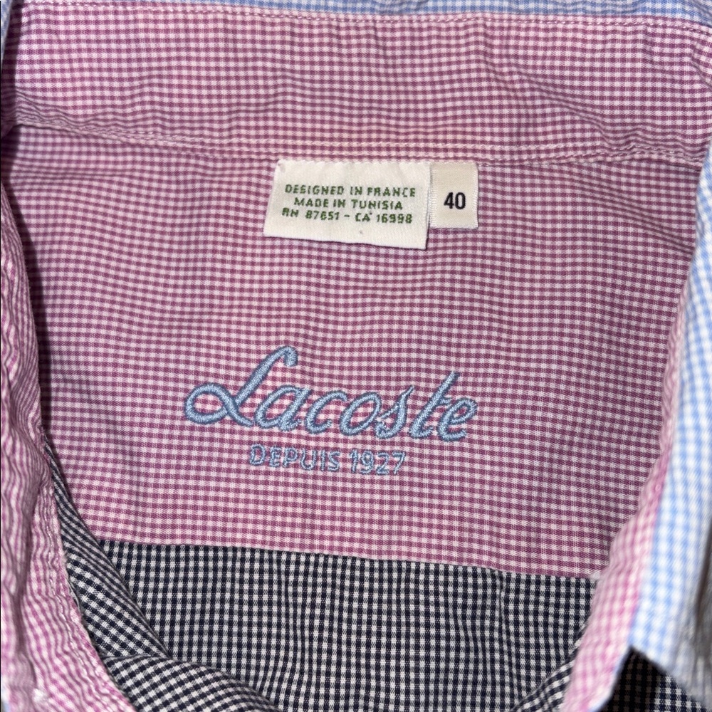 Lacoste Men’s Patchwork Gingham Button-Down Shirt… - image 3